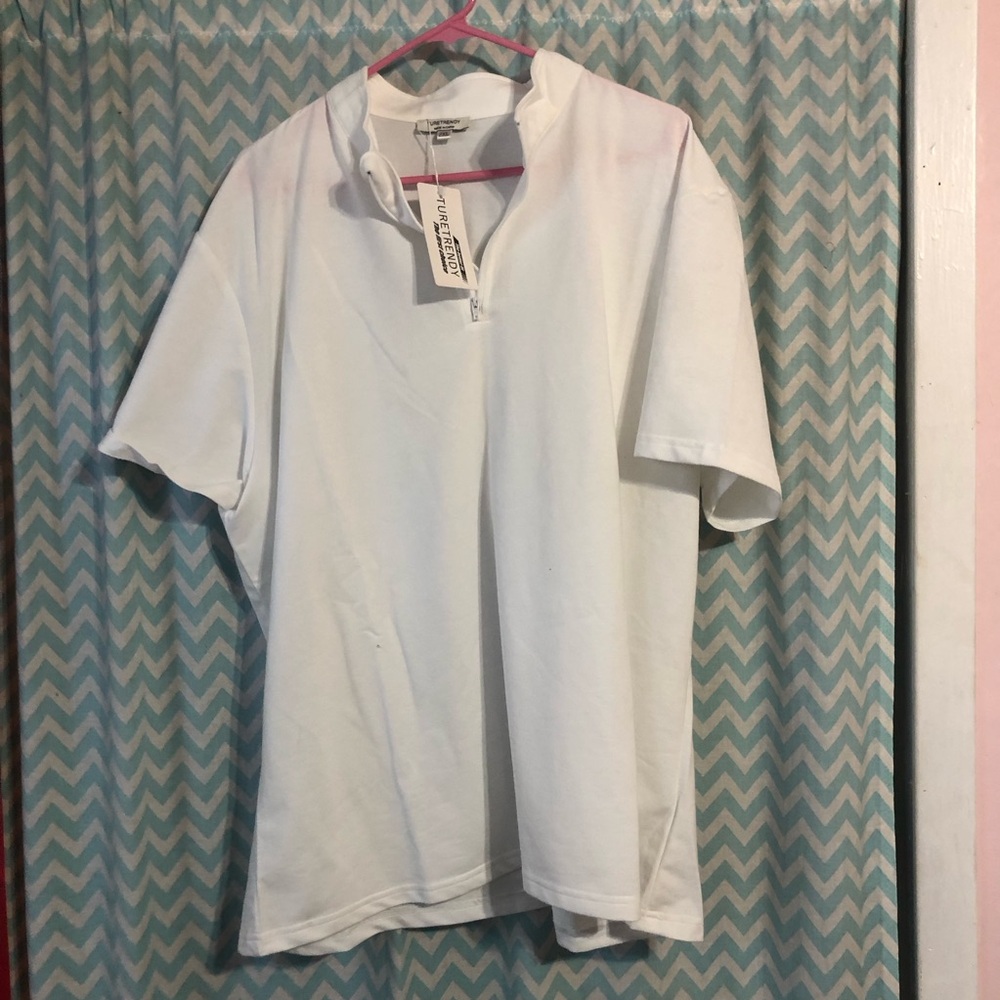 Turetrendy Amazon men’s white quarter zip short sleeve pullover athletic top